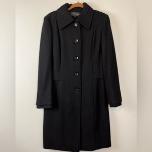 Jones New York Women’s Black Single Breasted Midi Coat Size 10